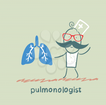pulmonologist is standing next to a person's lungs