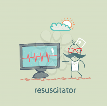 resuscitation is a monitor shows the heartbeat
