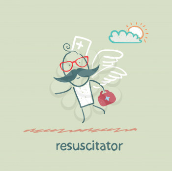 resuscitator flies to the patient