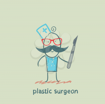 plastic surgeon with a scalpel