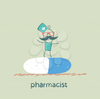 pharmacist is on a large tablet