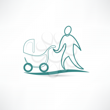 father with stroller icon