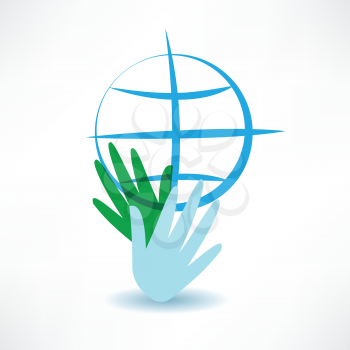 blue globe in hands icon