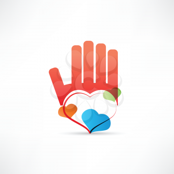red hand and heart icon