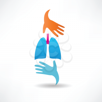 human lungs and hands icon