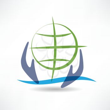 Eco Earth in hands icon