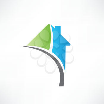 abstract green blue house concept icon