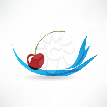 cherry and blue wave icon
