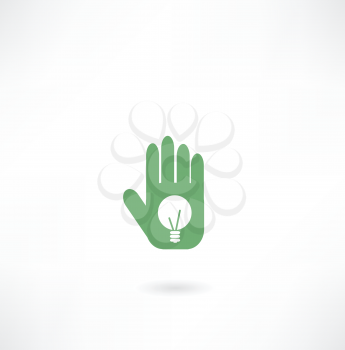 Hand with light bulb icon