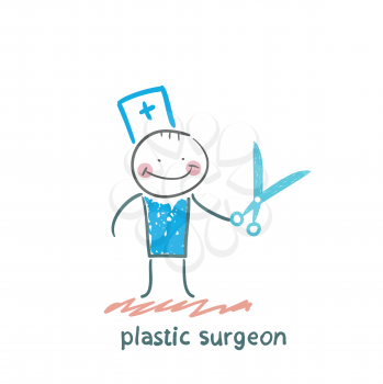 plastic surgeon with scissors