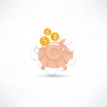 pink pig with money