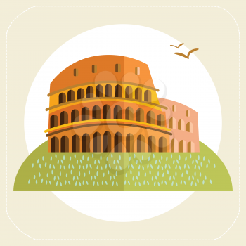 Rome Colosseum icon flat