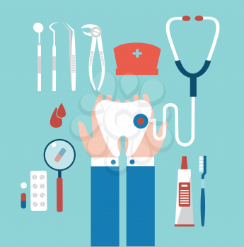 dentist holding a tooth illustration