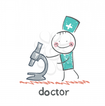 Doctor with microscope