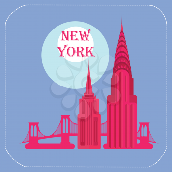 New York Empire State Building Chrysler Building icon flat