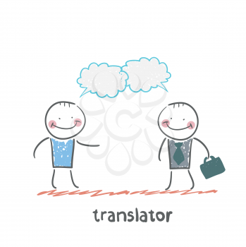 translator speaks with a businessman