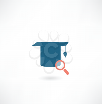 hat university graduate with a magnifying glass icon