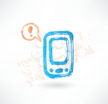 Brush icon with cellphone and bubble speech.