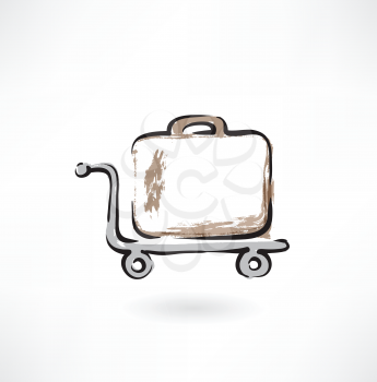 suitcase on wheels grunge icon