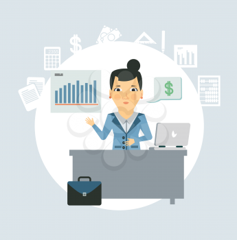 accountant sitting behind a desk illustration