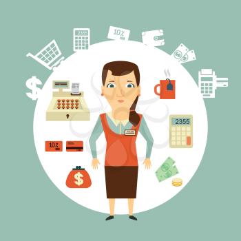 grocery store cashier illustration