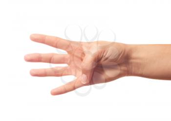 Human hand showing four fingers