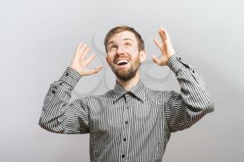 man successfully on gray background