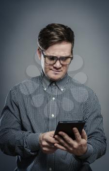 man using digital tablet computer