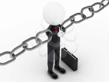 Royalty Free Clipart Image of a Figure Holding Together a Chain