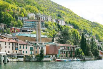 The view of Lugano and Lugano lake. 

