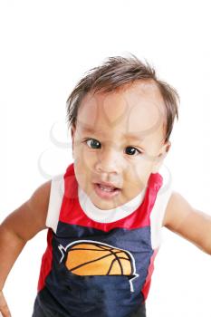 One year old adorable hispanic boy portrait 
