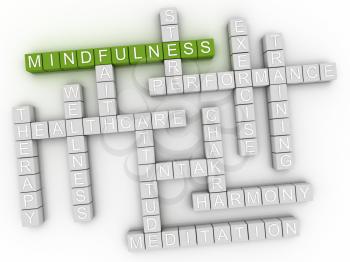 3d image Mindfulness word cloud concept