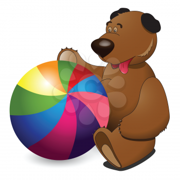 Royalty Free Clipart Image of a Teddy Bear With a Ball