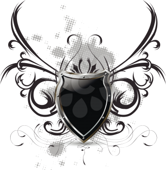 Royalty Free Clipart Image of an Abstract Black Shield