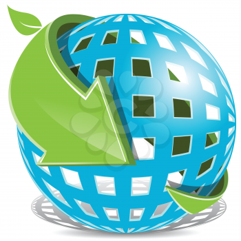 Royalty Free Clipart Image of Green Arrows Around a Globe
