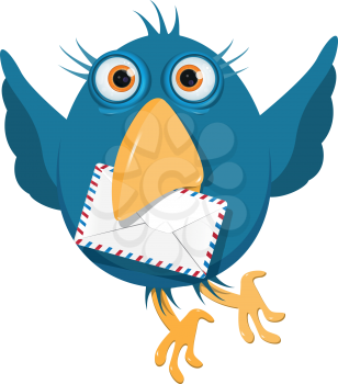 Royalty Free Clipart Image of a Bluebird With an Envelope