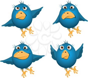 Royalty Free Clipart Image of Four Bluebirds
