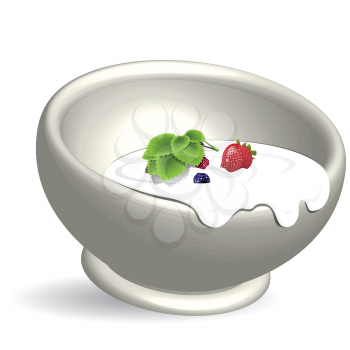 Royalty Free Clipart Image of a Bowl of Yogurt