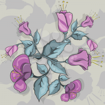 Royalty Free Clipart Image of Purple Flowers