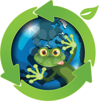 Royalty Free Clipart Image of a Lizard And Globe