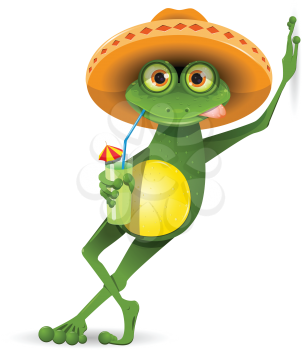 Royalty Free Clipart Image of a Frog Wearing a Hat