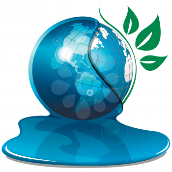 Royalty Free Clipart Image of a Globe and Water