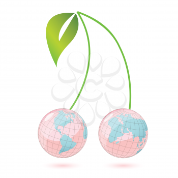 Royalty Free Clipart Image of Two Globe Cherries