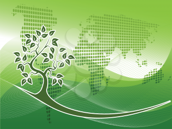 Royalty Free Clipart Image of a Tree and a Map