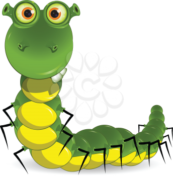 Royalty Free Clipart Image of a Green Worm
