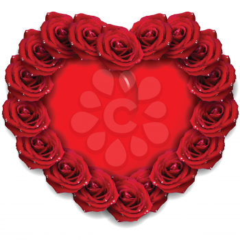 Royalty Free Clipart Image of a Heart With Red Roses