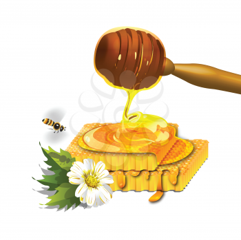 Royalty Free Clipart Image of a Bee and Honey