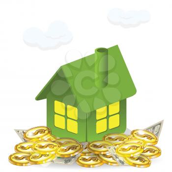 Royalty Free Clipart Image of a House With Money