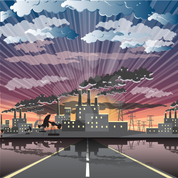 Royalty Free Clipart Image of an Industrial City