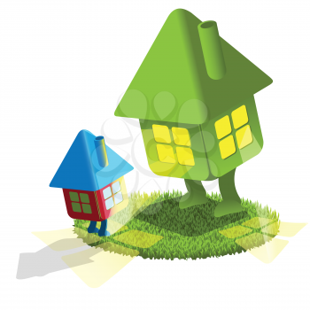 Royalty Free Clipart Image of Two Houses